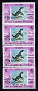 British Antarctic Territory stamps #73-75, MNH,  Penguins, strips, CV $42.00