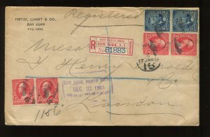 DEC 31 1901 Registered Cover from San Juan Puerto Rico to London England (924 W)