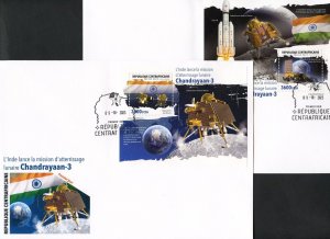 CENTRAL AFRICA 2023 INDIA LAUNCHES MOON LANDER CHANDRAYAAN-3 SET S/S FDCS