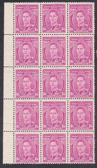 AUSTRALIA GVI 1/4d SG755 block of 15 MNH.....................................761