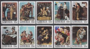 Liberia,  Norman Rockwell, Scouting (SC# 855a-855j) CTO SET