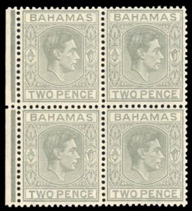 Bahamas #103 Cat$56+ (for hinged), 1938 2p gray, block of four, never hinged