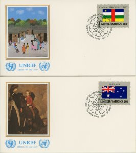 UNITED NATIONS #425-440 Flags FDC First Day Issue UNICEF Cover Collection 1984