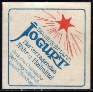 Vintage Germany Poster Stamp Dr. Hussmann Yogurt Excellent Nutritional Remedy