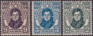 Sc# 80 / 82 Ireland 1929 Daniel O'Connor complete set MNH CV: $32.25