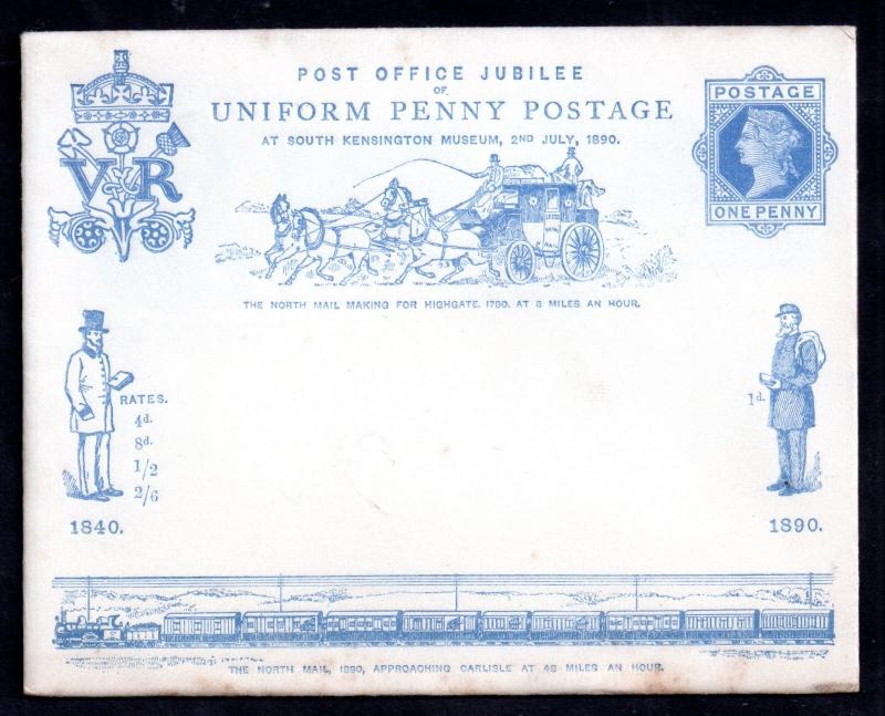 GB QV 1890 Uniform Penny Post cover unused with insert WS7464