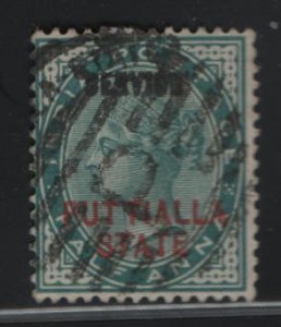 India Convention States Patiala 1885-90 used Sc O4a 1/2a QV Doubled o/p