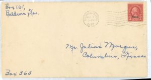 US 660 (1930) 2c Washington with Kans overprint on commercially used 1930 cover postmarked Baldwin City, KS (torn flaps on rev