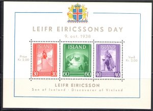 1938 ICELAND, Leifr Eiricsson day - Leifr Eiricssons day, BF 2, MNH **