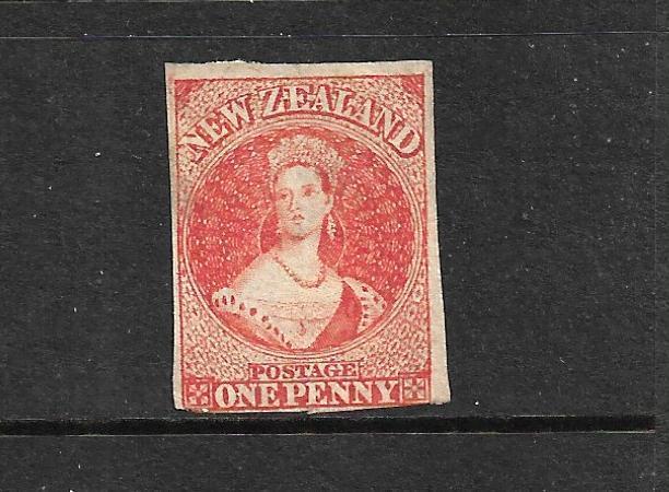 NEW ZEALAND 1864 1d CARMINE VERMILLION  FFQ  MNG  NZ WMK  CP A1J  SG 97 CHALON