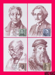 MOLDOVA 2019 Famous People Braille Einstein Gandhi Da Vinci 4 Maxicards Cards