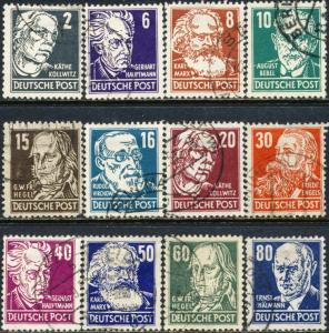 Germany DDR 1948 Sc 10N29-43 less 33 37 38 44 Stamp Set Used