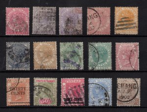 Straits Settlements QV fine/good used collection 15 values WS36545