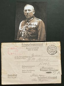 1942 Poland Letter Cover to Oflag 7 Germany POW Camp General Bernard Mond