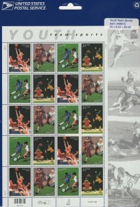 Scott 3399 - 3402 - Youth Team Sports. Sheet Of 20.  MNH. OG. #02 3399sh20