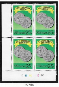 St.Vincent  #1075b  East Caribbean Currency Block of 4 (MNH) CV $1.00