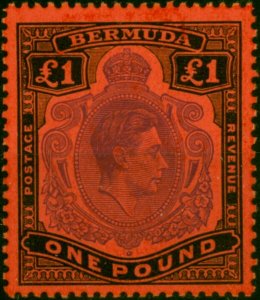 Bermuda 1951 £1 Violet & Black-Scarlet SG121d P.13 Fine LMM (2)