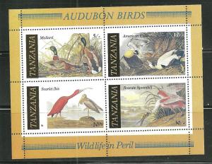 Tanzania 309a MNH S/S Audubon Birth Bicentenary