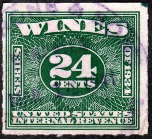 RE100 24¢ Wine Revenue Stamp (1934) Used