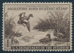 #RW9 $1 DUCK STAMP F-VF+ OG NH CV $225 AU674