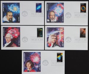 U.S. Used #3384-88 33c Hubble First Day Covers. Set of 5 w/ Fleetwood Cachets