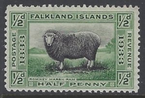 Falkland Islands, Scott #65; 1/2p Romney Marsh Ram, MH