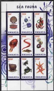 RWANDA - 2009 - Marine Life - Perf 9v Sheet - MNH -Private Issue