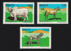 Brazil Tabarua Horse Mastiff Dog Domestic Animals 3v 1974 MNH SG#1517-1519