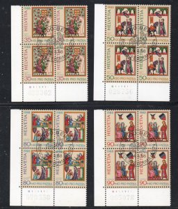 Switzerland ScB542-545 1988 Pro Patria  Minnesingers Blocks of 4 used