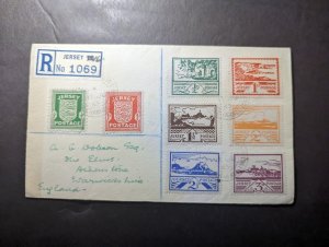 1945 Registered British Channel Islands Cover Jersey CI to Warwickshire England