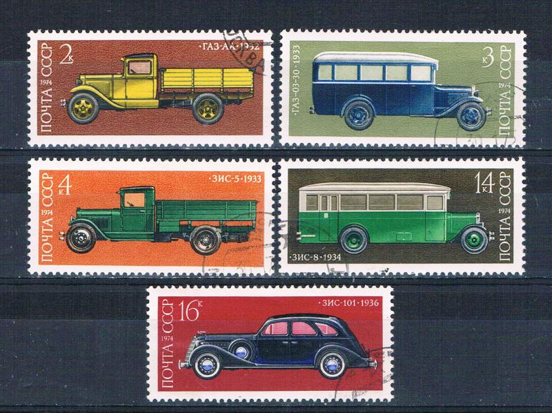 Russia 4216-20 Used set Antique Autos 1974 (R0768)