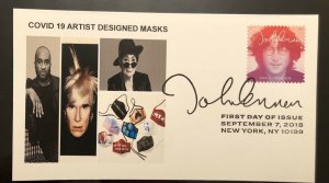 2018 John Lennon FDC Yoko Ono CORONA Headlines Laser Cachet