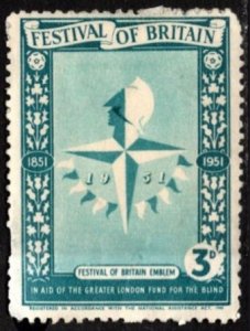 1951 Great Britain Charity Poster Stamp 3 Pence Festival of Britain