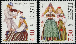 Estonia #497-498 Viru-Jaagupi Jõhvi Folk Costumes Postage Stamps 2004 Eesti MLH