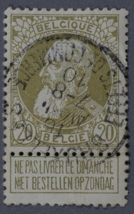 Belgium #86 Used VF w/ Label Cancel Date 16 AVRL 7-8 (19)10 Good Color Clean HRM