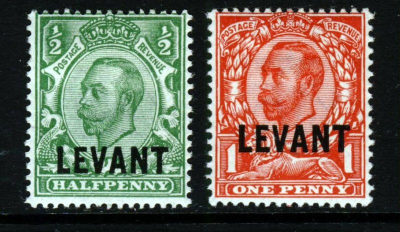 BRITISH LEVANT KE VII 1912 Overprinted Redrawn Downey Head Set SG L14 & L15 MINT