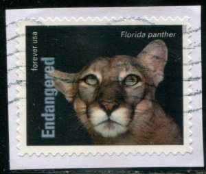 5799f US (63c) Endangered Species - Florida Panther SA, used on paper