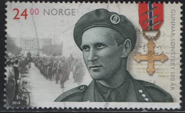 NORWAY 1851 F/VF USED GUNNAR SONSTEBY, WWII HERO