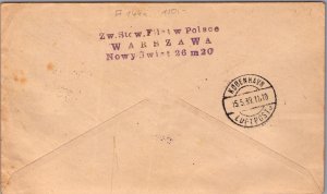 1939 Poland Polish Airlines Mail FFC First Flight Cover to Copenhagen Denmark