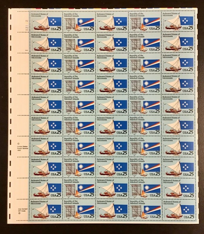 2506-07 Micronesia/Marshall Island MNH 25 c Sheet of 50  FV $12.50 Issued 1990