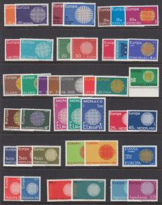 Europe, 1970 EUROPA - CEPT issues complete, 19 countries, 40 stamps, VF