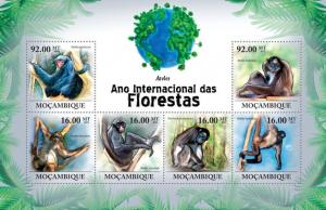 MOZAMBIQUE 2011 SHEET INTERNATIONAL YEAR OF FORESTS SPIDER MONKEYS PRIMATES