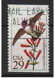 USA  1992 - scott 2644 used - 29c, Hummingbirds, Costa´s 