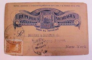 NICARAGUA SEEBECK 1893 CORINTO B/S PO NY PAID ALL