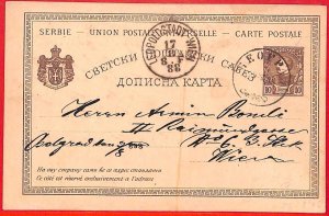 aa1521 - SERBIA - POSTAL HISTORY - STATIONERY CARD Michel # P19a to WIEN 1888-