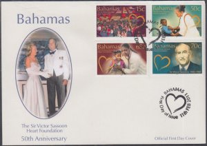 BAHAMAS # 1312-15 FDC with 4 STAMPS 50th ANN SIR VICTOR SASSOON HEART FOUNDATION