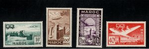 French Morocco Scott C42-C45 MH*  airmail stamp set