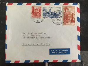 1952 CAsablanca Morocco Airmail COver to New York Usa Christmas Letter Enclosed