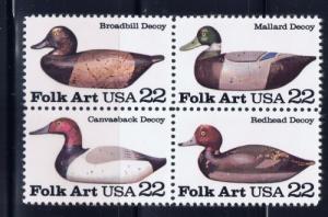 U.S. 2141a NH 1985 Duck Decoys Block of 4