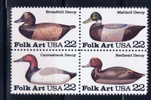 U.S. 2141a NH 1985 Duck Decoys Block of 4